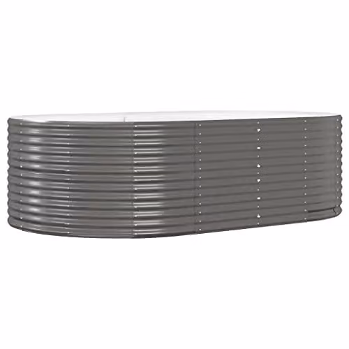 vidaXL Grey Galvanised Steel Raised Bed W: 140 cm, D: 140 cm, H: 68 cm – 1