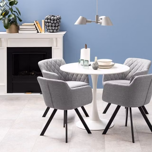 Furniture To Go Malta Modern Round Ceramic Dining Table in White Matt