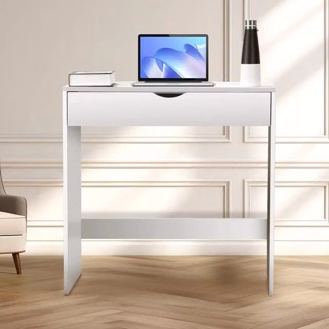EONLION White Wooden Dressing Table and Computer Desk, W: 100 cm, D: 40 cm, H: 75 cm