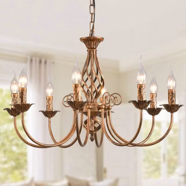 NIVOR 8-Light French Country Vintage Adjustable Bronze Pendant Chandelier – 1
