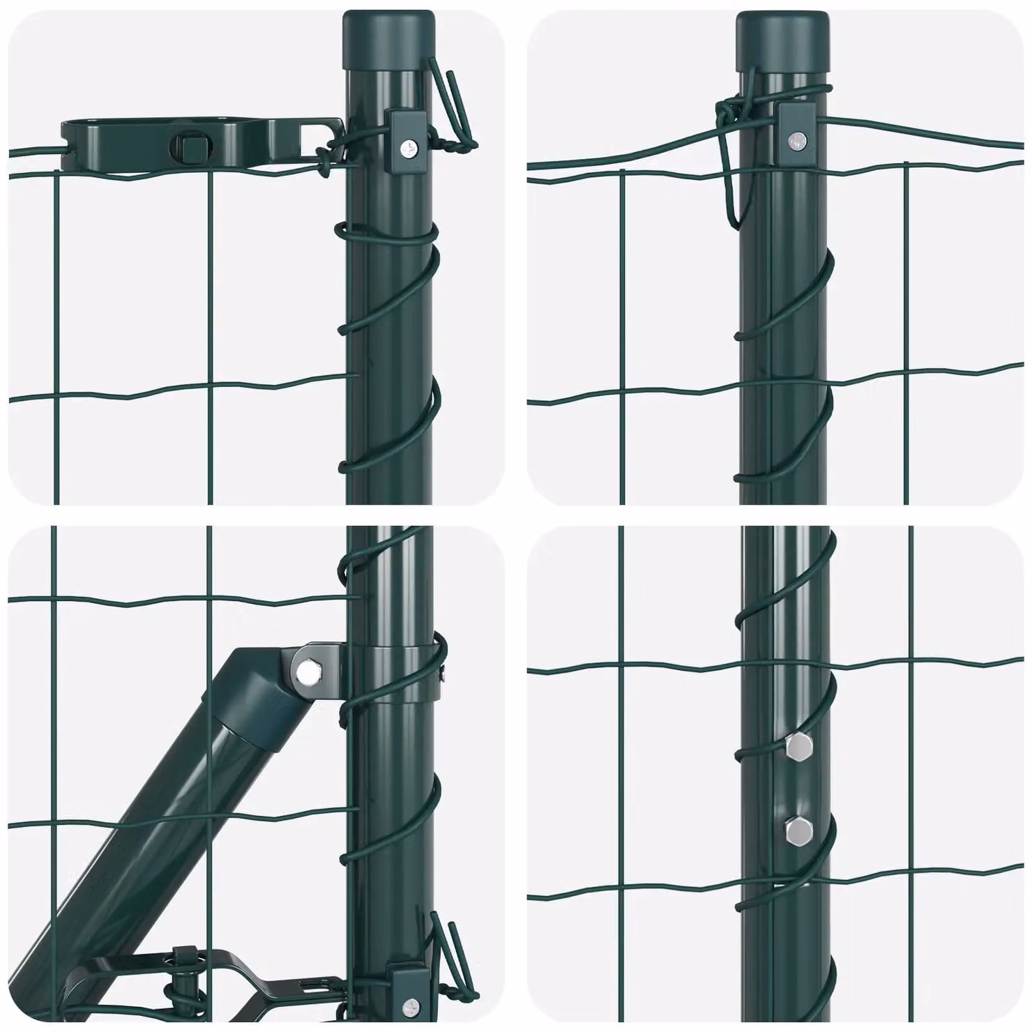 Berkfield Home Euro Fence with 13 Posts, 1 x 25 m, Galvanised Steel in Green and Silver – 4