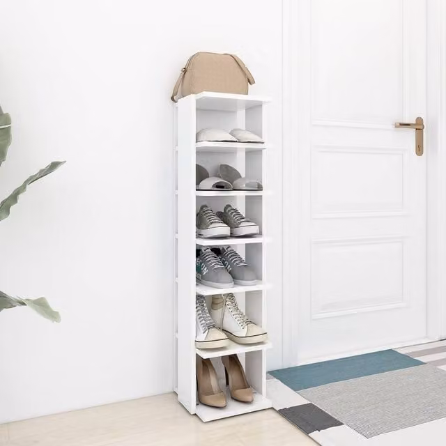 Berkfield Home White Wall Mounted Shoe Cabinet with Internal Shelves, W/D/H: 27 x 27 x 102 cm