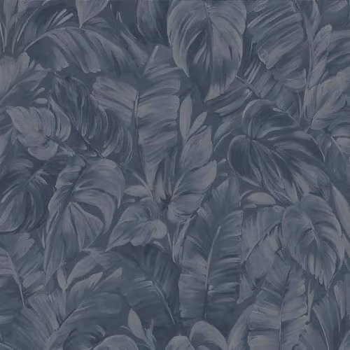 Erismann Play of Light Bold Tropical Palm Leaf Navy Blue Textured Vinyl Wallpaper