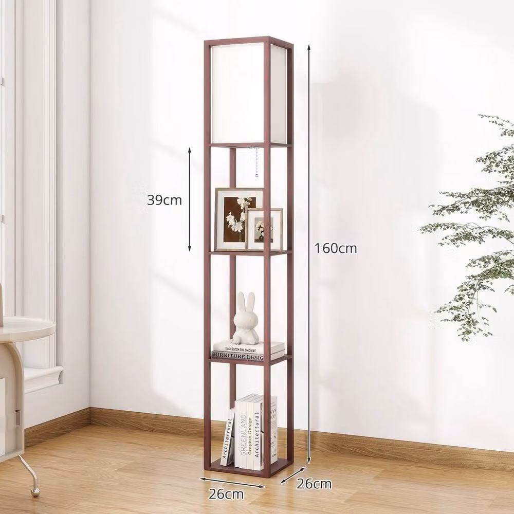 EONLION 3-Tier Floor Lamp with Free Standing Storage Shelf in Brown – 2