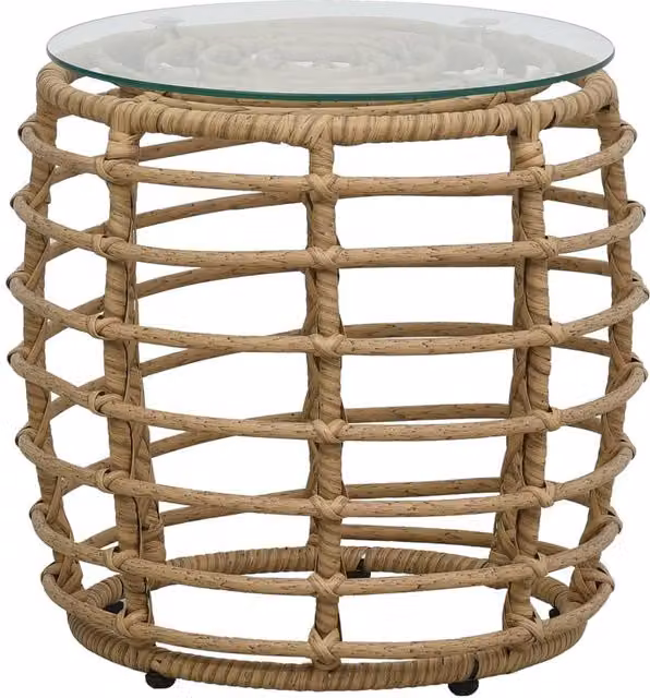 Berkfield Home 3 Piece Bistro Set in Light Brown Oak Poly Rattan with Metal and Glass Details – 1