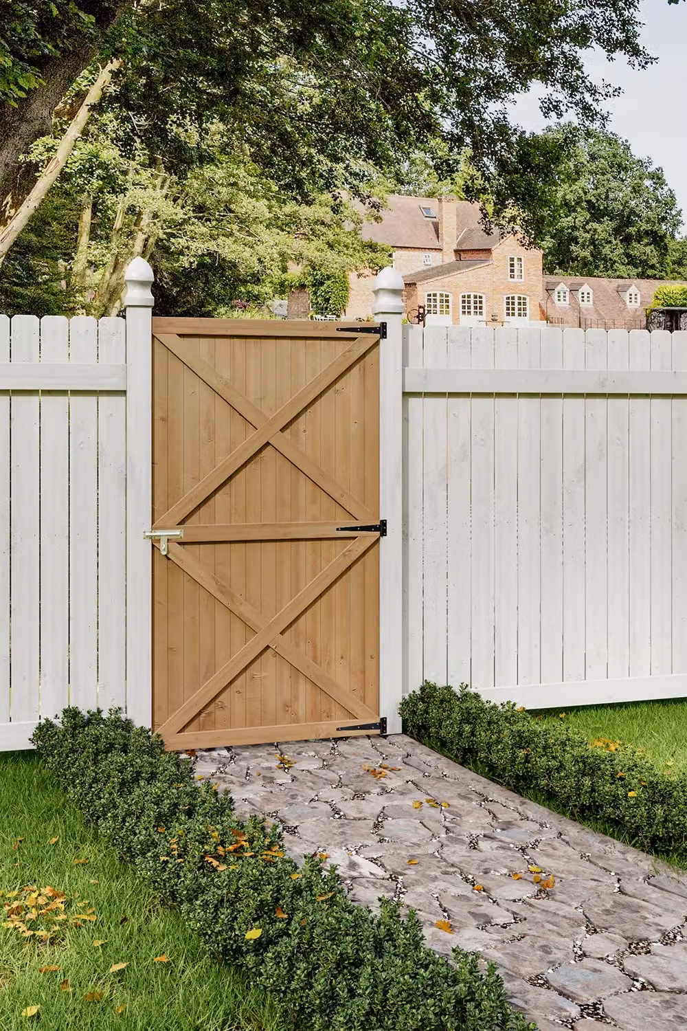 Living and Home Brown Wood and Stainless Steel Swing Garden Gate, W: 100 cm, H: 183 cm – 2
