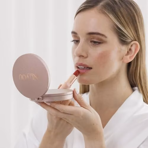 JML NuYou Tri-Fold Compact Magnifying Mirror with Light in Rose Gold