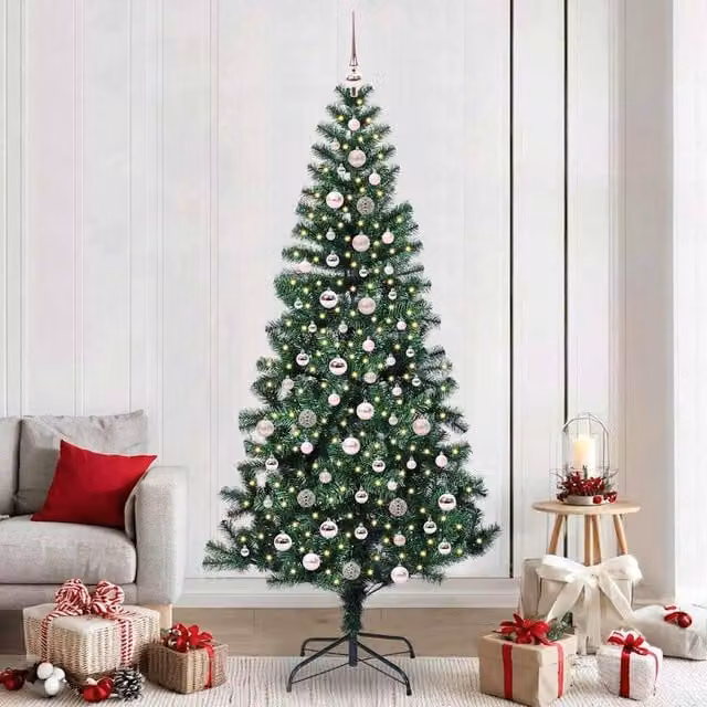 Berkfield Home Pre-lit Artificial Christmas Tree, Green, Height: 240 cm