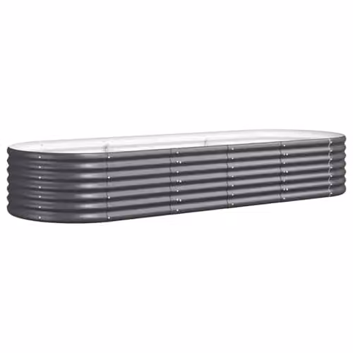 vidaXL Galvanised Steel Raised Bed in Anthracite, W: 224 cm, D: 80 cm, H: 36 cm