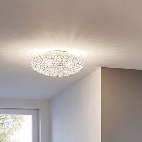Eglo Clemente Crystal and Chrome Ceiling Light in Grey – 1