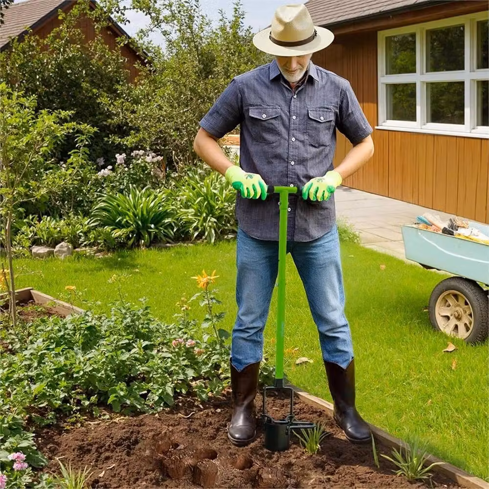 SPETLEK Long Handle Steel Garden Bulb Planter in Green – 3