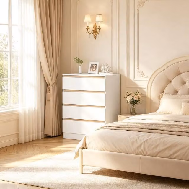 Merax White 4-Drawer Changing Unit and Chest of Drawers with Detachable Top