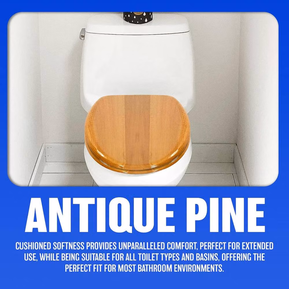 BARGAINS-GALORE Universal Oval Wooden Toilet Seat and Fittings in Antique Brown Wood, W: 45.72 cm, D: 5.08 cm, H: 45.72 cm – 4