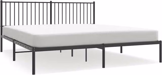 Berkfield Home Metal Bed Frame with Headboard in Black, W: 183 cm, L: 213 cm – 1