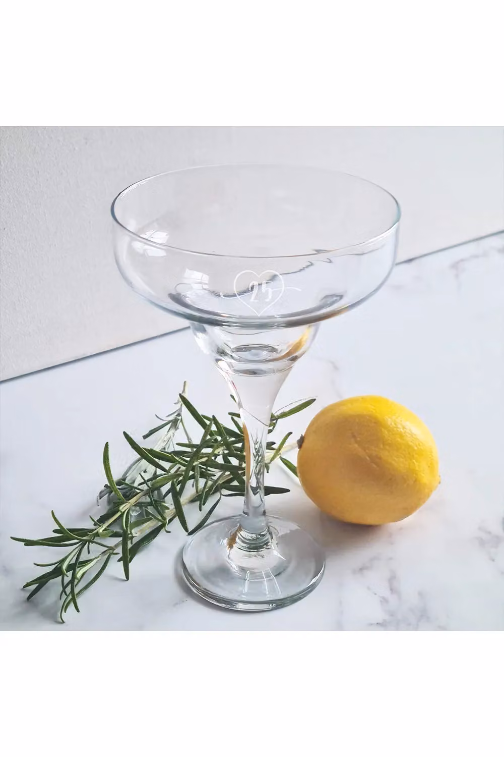 Afewhometruths Engraved 25th Birthday Cocktail Glass and Coasters Set in Clear Glass – 2