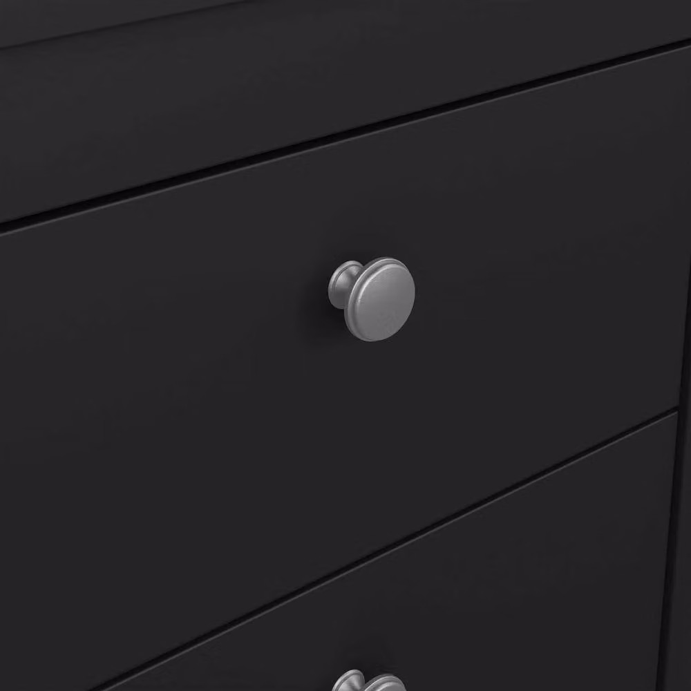 Wyld Haus Gossmere Black Wooden Bedside Table with 2 Drawers and Silver Handles – 4