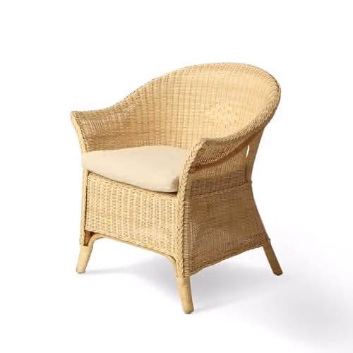 Desser Loom Wicker King Size Lounge Chair in Natural with Cloud Cushion, H 84 cm x W 69 cm x D 68 cm