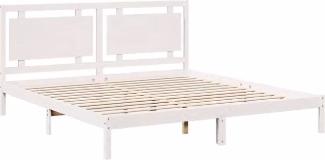 Berkfield Home Extra Long Decorative Bed Frame in White, Solid Pine Wood, W/D/H: 200 x 220 x 205.5 cm – 1