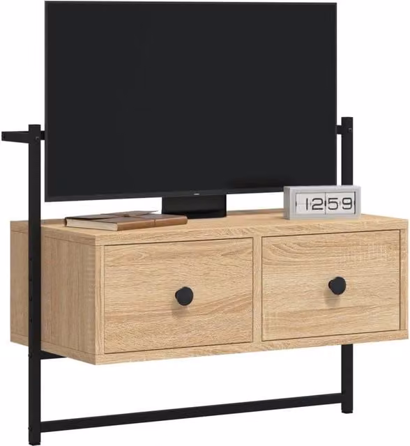 Berkfield Home Wall-mounted TV Cabinet in Sonoma Oak, Beige and Brown, W/D/H: 60.5 x 30 x 51 cm – 1
