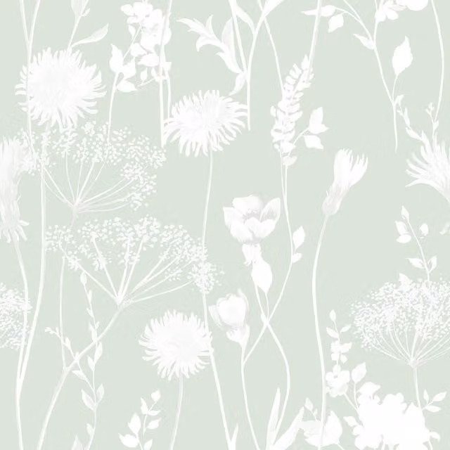 Catherine Lansfield Meadowsweet Floral Botanical Wallpaper in Green