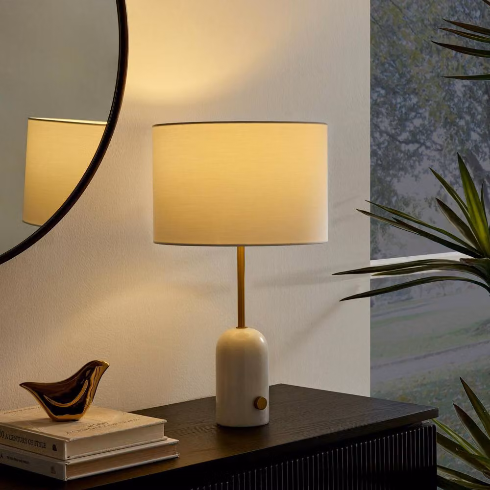 FurnitureboxUK Joceline Dimmable Table Lamp with White Marble and Gold/Brass Base – 2