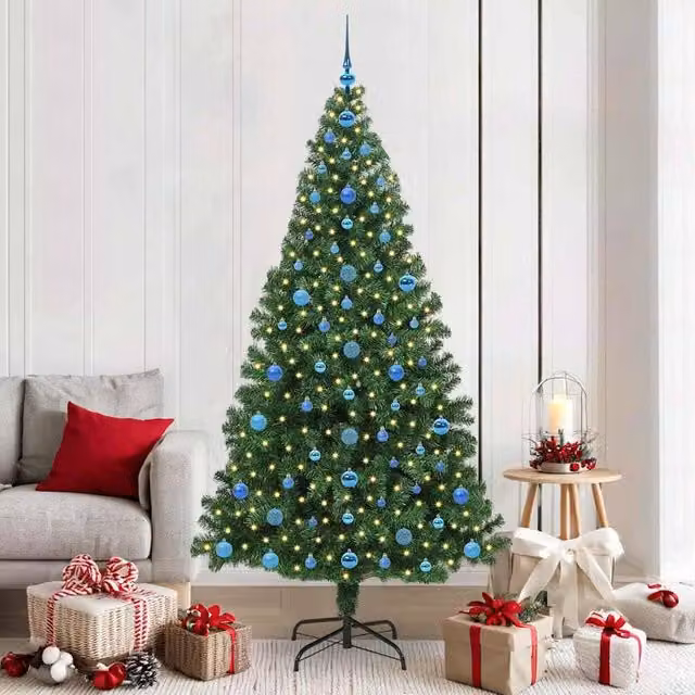 Berkfield Home Artificial Christmas Tree with 300 LEDs and Stand, Green, Height: 210 cm – 1