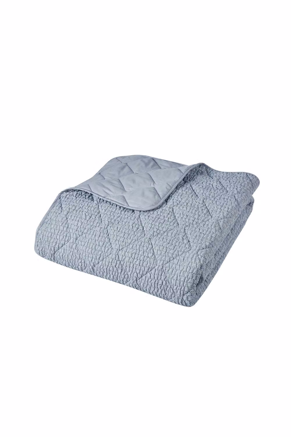 Catherine Lansfield Crinkle Seersucker Texture Bedspread in Blue – 2
