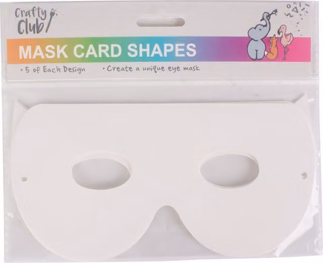 Crafty Club Pack of 5 White Paper Mask Card Shapes for Children