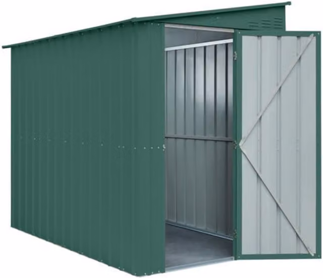 Globel Pent Lean-To Metal Garden Shed in Green, Height: 234 cm