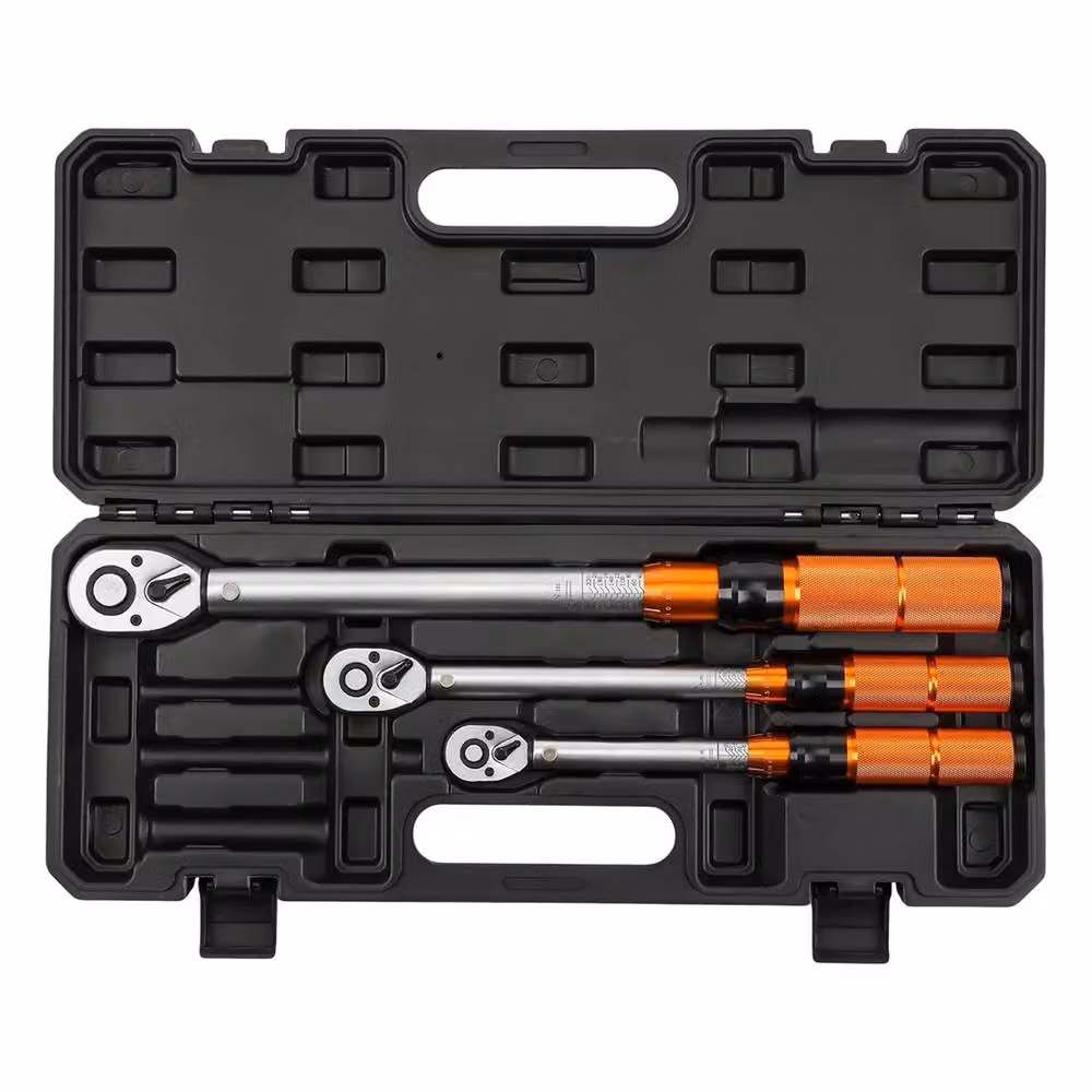 SPETLEK 3-Piece Calibrated Torque Wrench Set with 1/4, 3/8 and 1/2 Inch Drives in Orange – 3