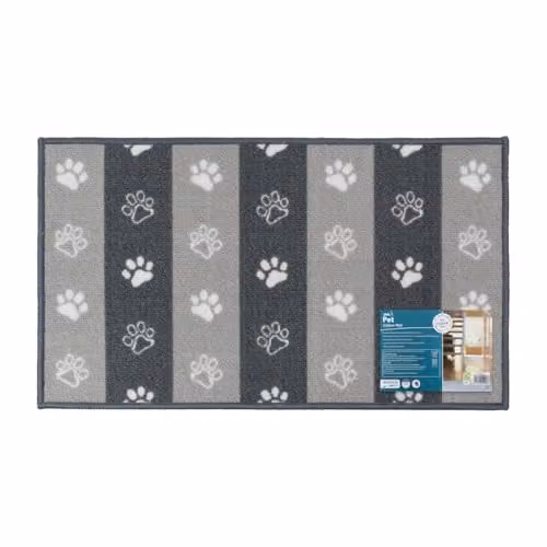 JVL Machine Washable Pet Mat with Paw Prints Design in Brown or Grey, W/D: 40 x 70 cm – 2