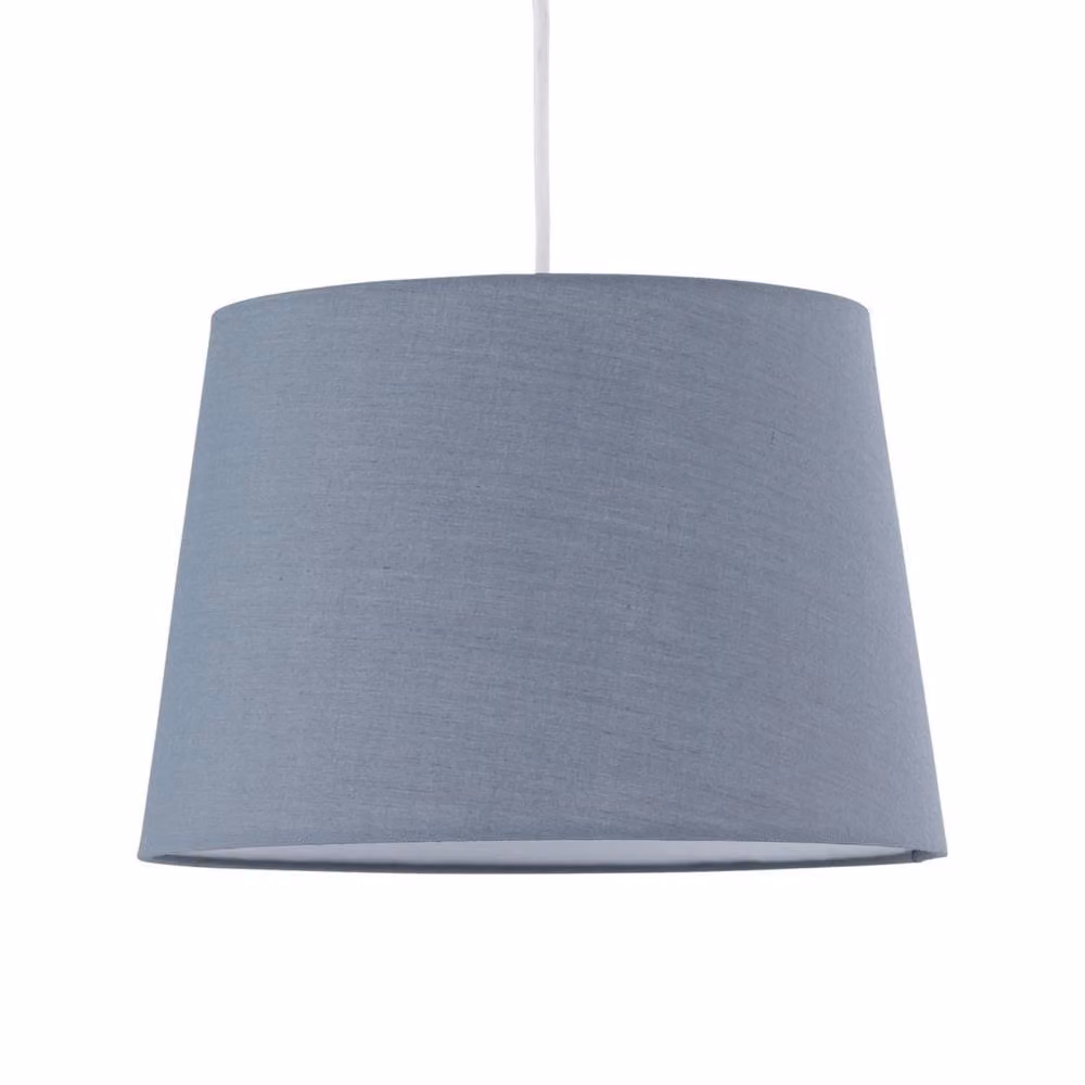First Choice Lighting Set of 2 Grey Cotton Tapered Cylinder Easy Fit Pendant Lamp Shades, Diameter: 28 cm – 2