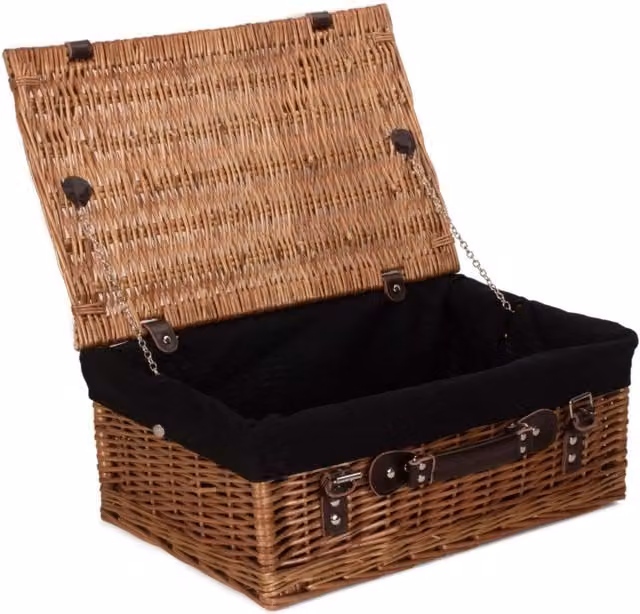 Red Hamper Double Steamed Wicker Picnic Basket with Black Cotton Lining – 1