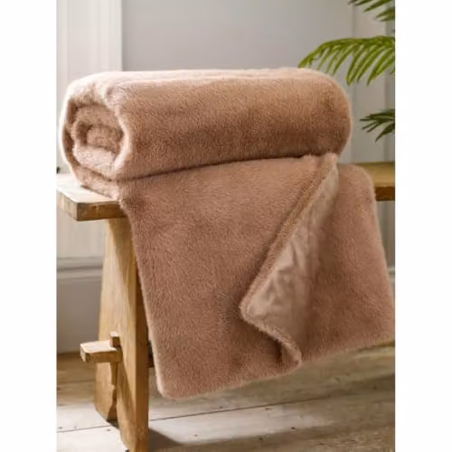 The Lyndon Company Ashford Faux Fur Throw Blanket, Black and Brown, W: 130 cm, L: 180 cm – 2