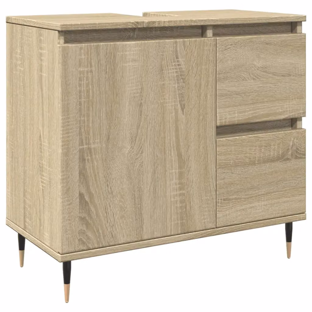 Berkfield Home Sonoma Oak Bathroom Sink Cabinet in Brown, W/D/H: 65 x 33 x 60 cm – 2