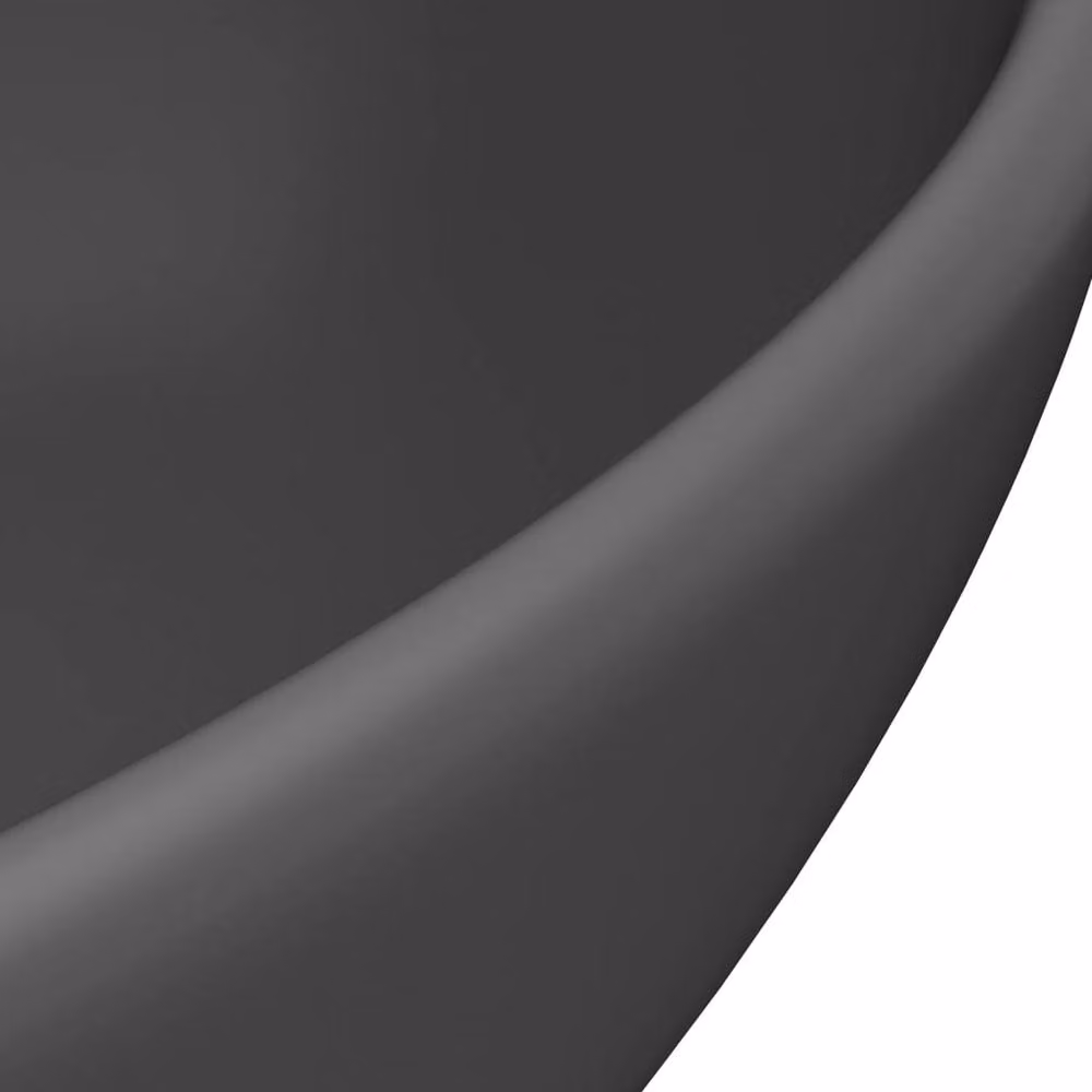 Berkfield Home Luxury Oval Ceramic Countertop Basin in Matt Dark Grey, W: 40 cm, D: 33 cm – 4
