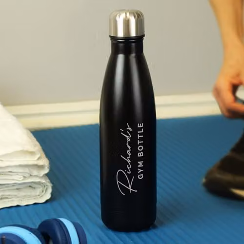 Personalised Memento Company Black Stainless Steel Vacuum Insulated Leakproof Drinks Bottle, 500 ml – 2