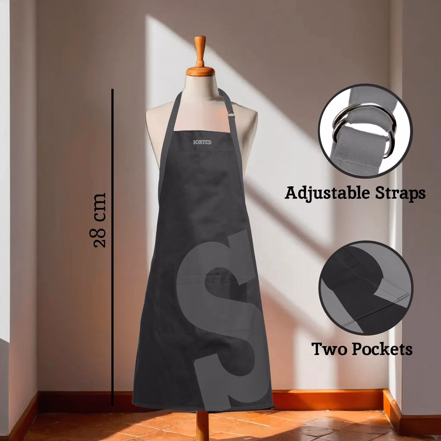 Orsina Versatile Black and Grey Logo Sorted Apron – 2