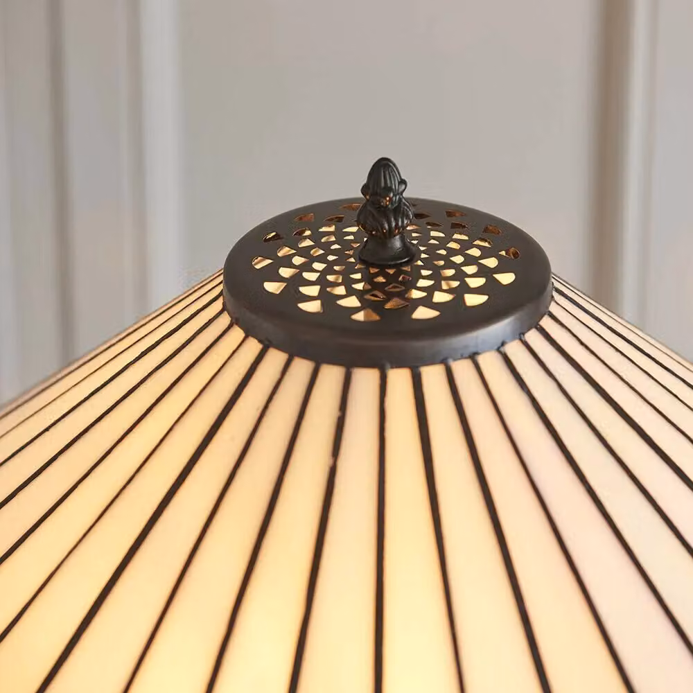 Loops Tiffany Twin Floor Lamp in Dark Bronze with Stained Glass Shades – 2