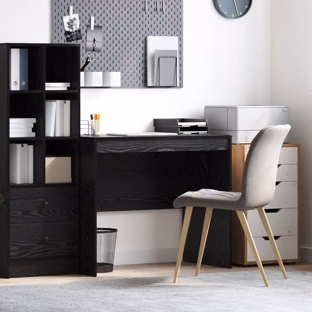 Berkfield Home Black Oak Writing Desk, W/D/H: 90 x 50 x 76 cm