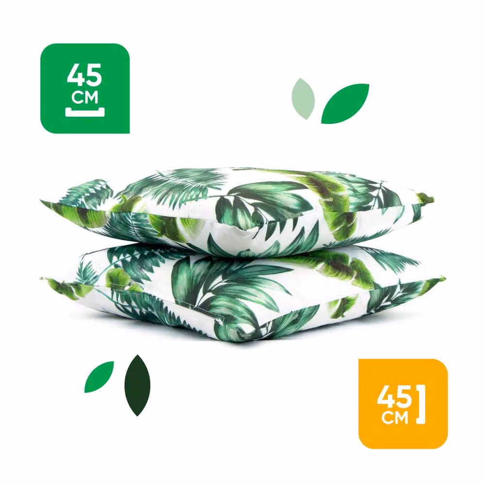 Gardenwize Pack of 2 Green Floral Botanical Print Outdoor Square Scatter Cushions – 2