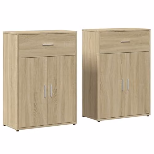 vidaXL Set of 2 Sonoma Oak Sideboards in Brown, W/D/H: 60 x 30 x 84 cm