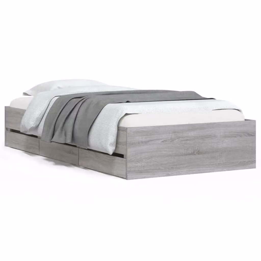 Berkfield Home Bed Frame with Drawers in Grey Sonoma, W/D/H: 100 x 200 cm – 2