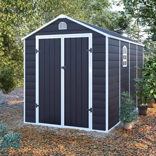 BillyOh Ashford Apex Plastic Garden Storage Shed with Foundation Kit in Grey