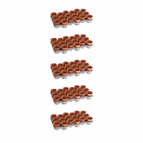 Thompson & Morgan Durable Brown Plastic Shuttle Trays with 90 Pots for Seedlings and Plug Growth