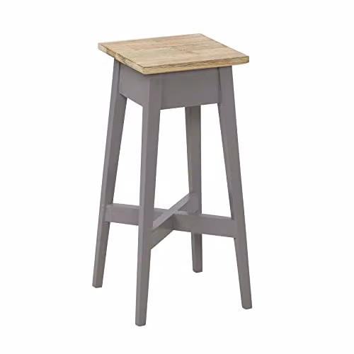 Statement Furniture Florence Acacia Wood Plant Stand in Grey, Height: 50 cm, Width: 24 cm, Depth: 24 cm
