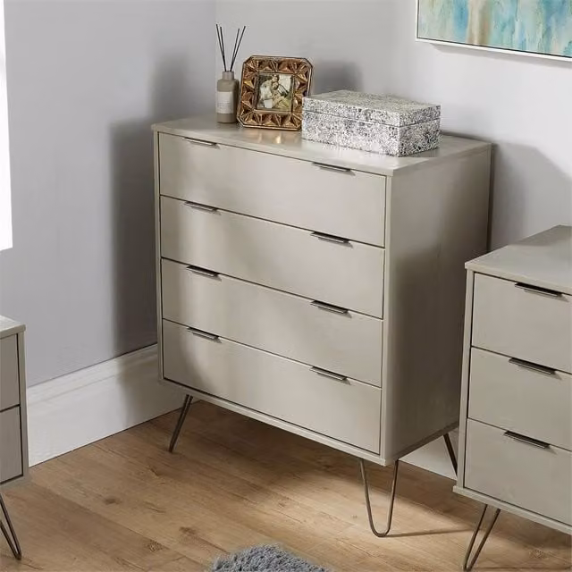 SPETLEK Grey 4 Drawer Chest of Drawers in Industrial Style
