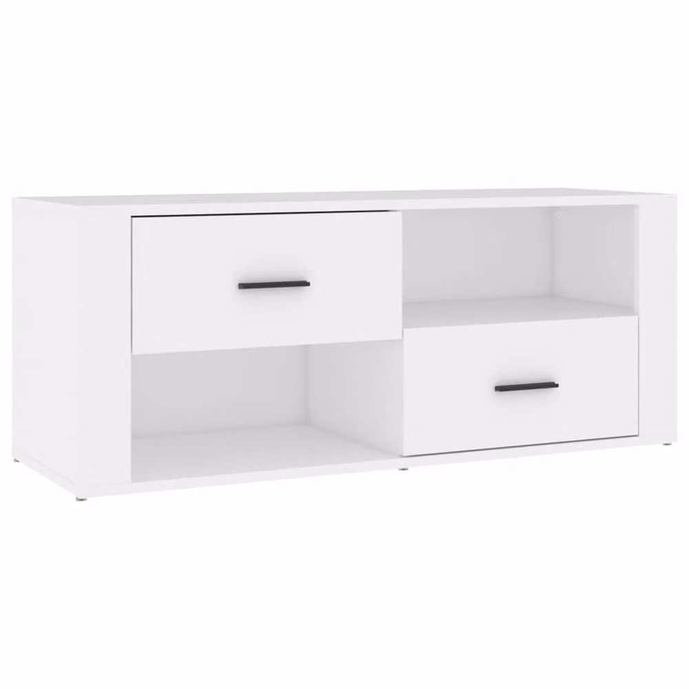 Berkfield Home Modern White TV Cabinet in Matt MDF, W/D/H: 100 x 35 x 40 cm – 2