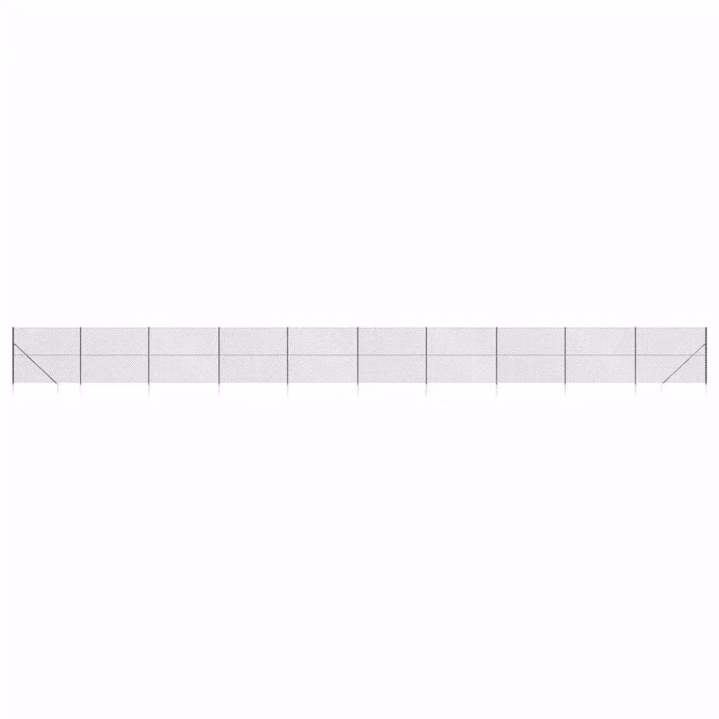 Berkfield Home Anthracite PVC-Coated Steel Chain Link Fence with Spike Anchors, Black, H: 1.6 m, W: 25 m – 2
