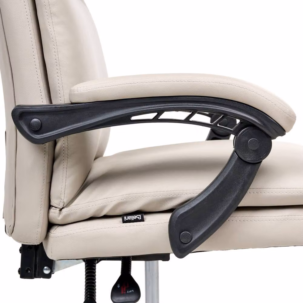 Wyld and Coco Executive Office Chair in Beige Faux Leather with Headrest and Armrests – 3